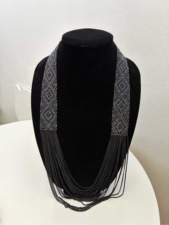 Jewelry - Elegant Black Beaded Fringe Necklace